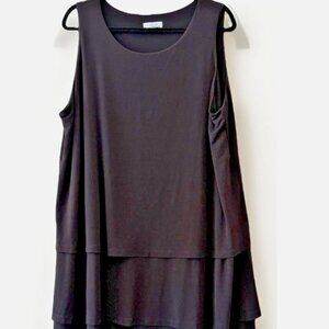 Susan Graver Passport Collection Sleeveless 3-Tier Dress Black Women’s 2X